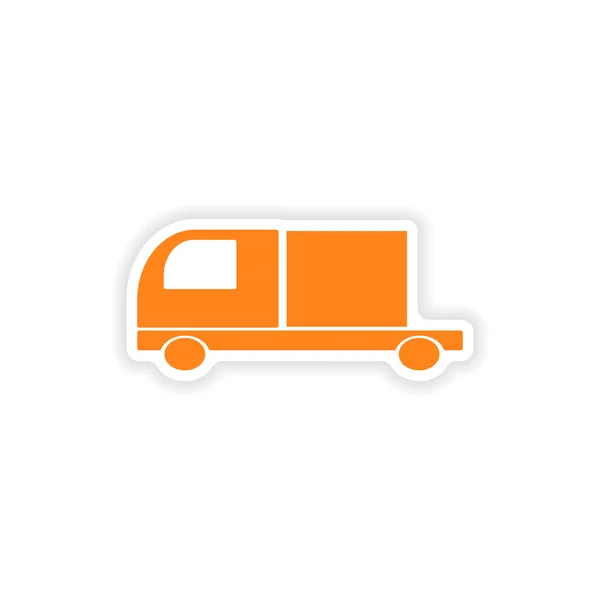 Icon sticker realistic design on paper car freight logistics