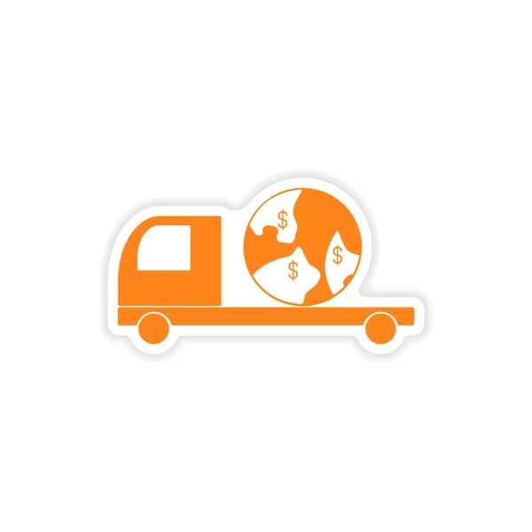 Icon sticker realistic design on paper International truck transportation