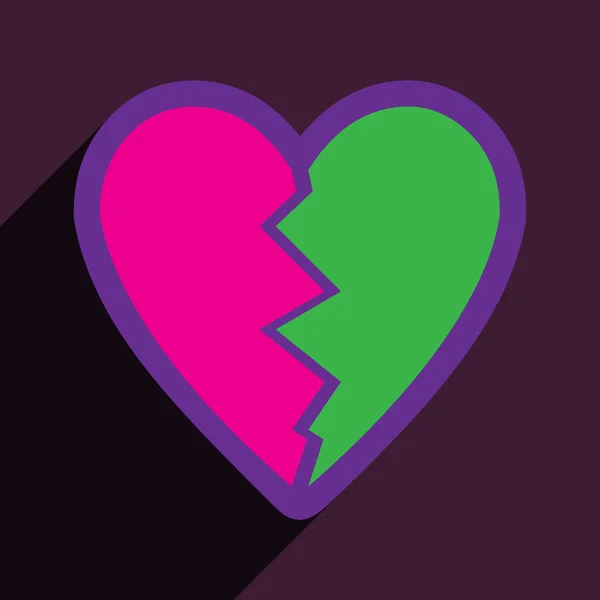 Flat with shadow Icon Heart broken pieces on colored background