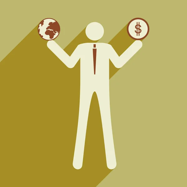 Flat design modern vector illustration icon businessman globe money