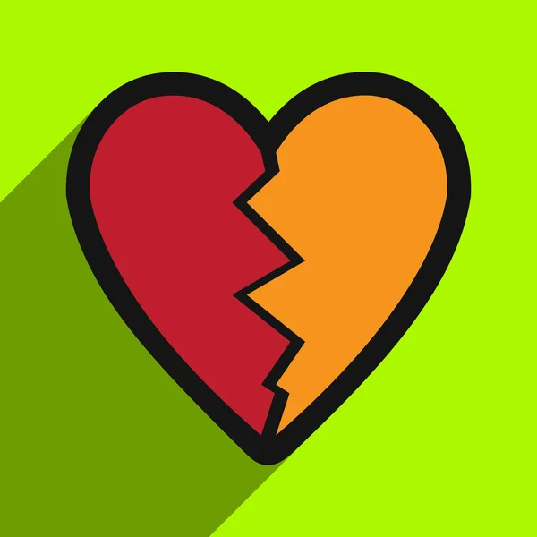 Flat with shadow Icon Heart broken pieces on colored background