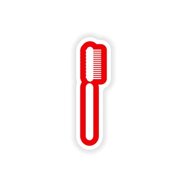 Paper sticker on white background tooth brush