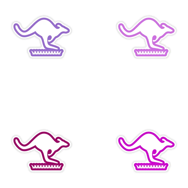 Set of stickers Australian kangaroo on white background