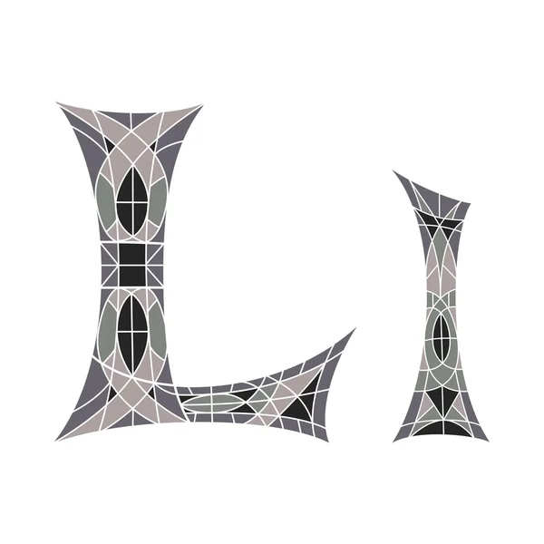 Low poly letter L in gray mosaic polygon