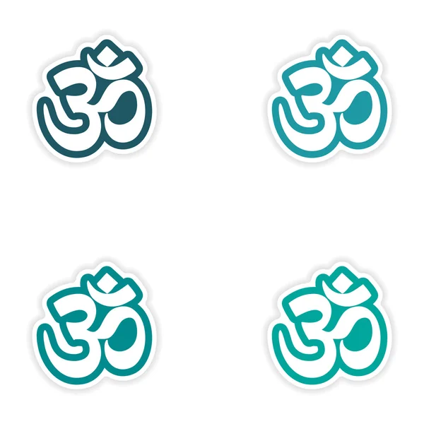 Set of stickers Indian om sign on white background