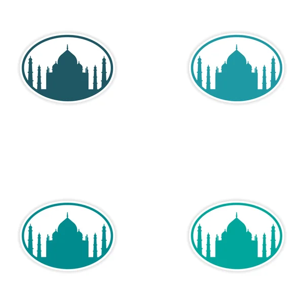 Set of stickers Indian Taj Mahal on white background