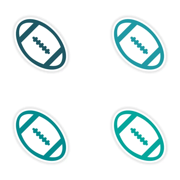 Set of stickers rugby ball on white background
