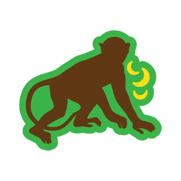 Flat icon with long shadow monkey with bananas