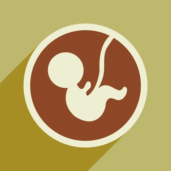 Flat icon with long shadow child in womb