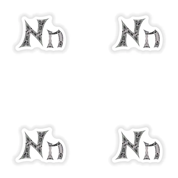 Assembly stickers Low poly letter N in gray mosaic polygon