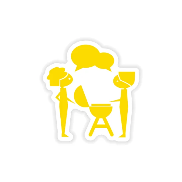 Icon sticker realistic design on paper barbecue party
