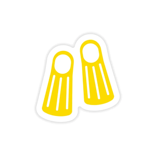 Icon sticker realistic design on paper diver fins