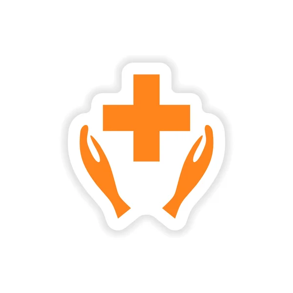 Icon sticker realistic design on paper health logo