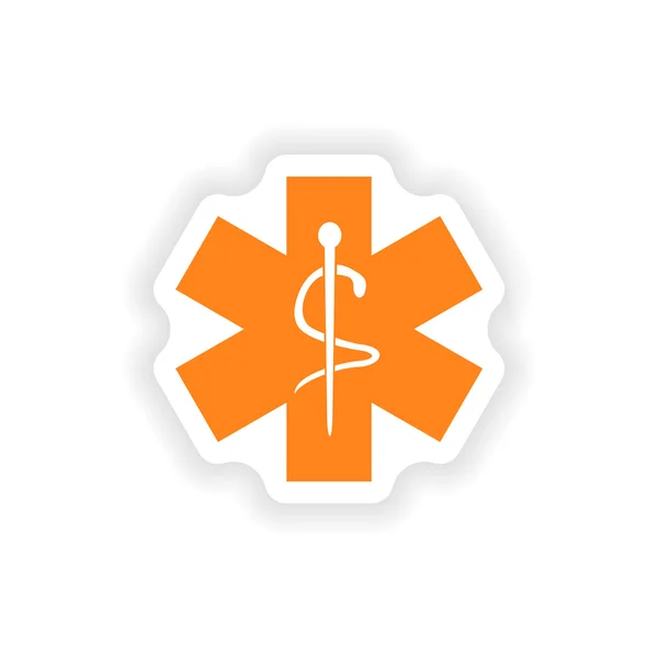 Icon sticker realistic design on paper medical emblem