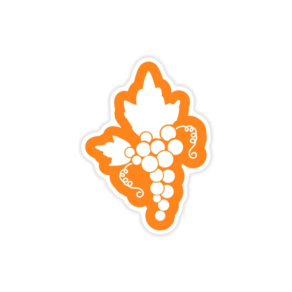Paper sticker on white background bunches of grapes