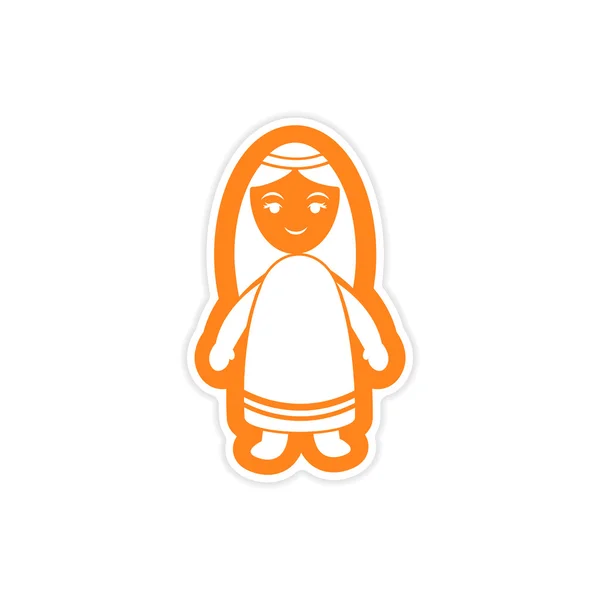 Paper sticker on white background virgin Mary