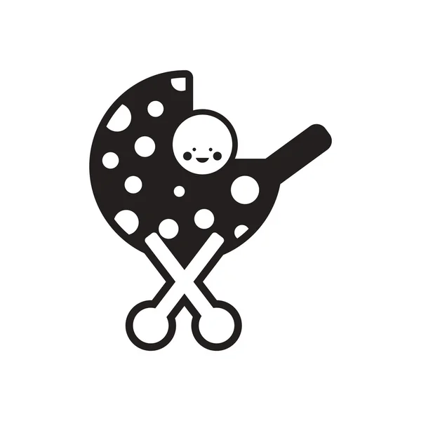 Stylish black and white icon baby in stroller