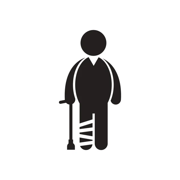 Stylish black and white icon person with broken leg