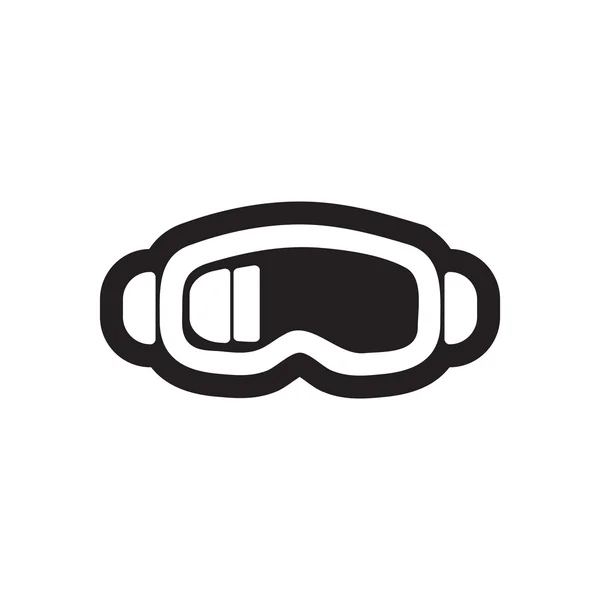 Flat icon in black and white style ski goggles