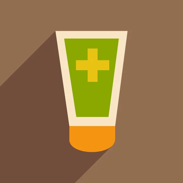 Flat with shadow icon and mobile application medical ointment