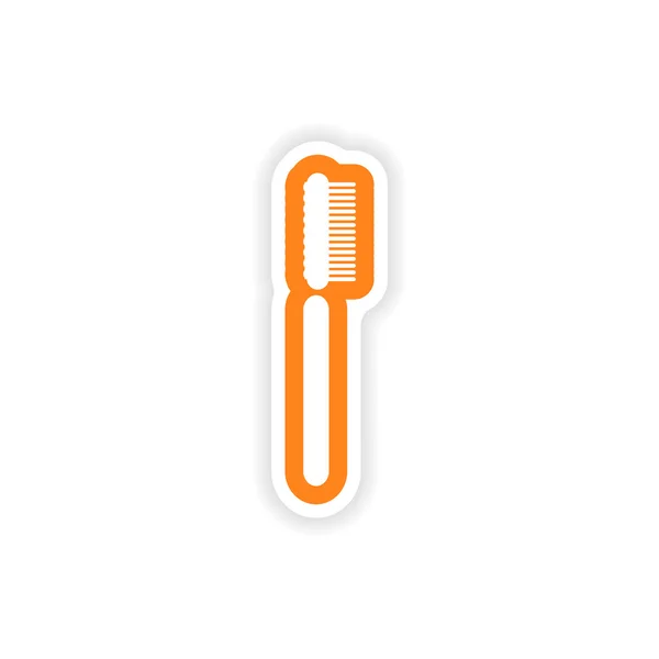Paper sticker on white background tooth brush