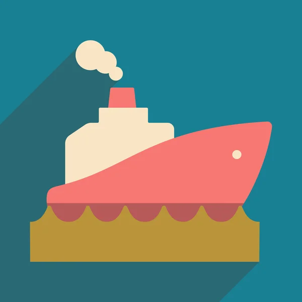 Flat with shadow icon and mobile application boat