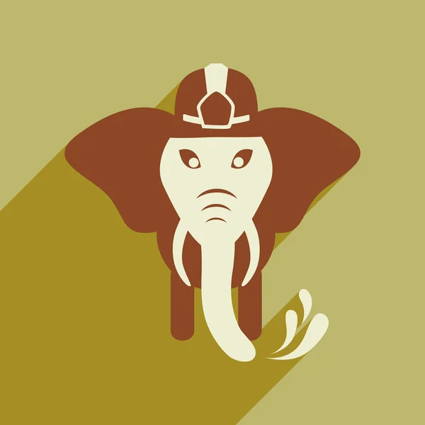 Flat icon with long shadow elephant cartoon