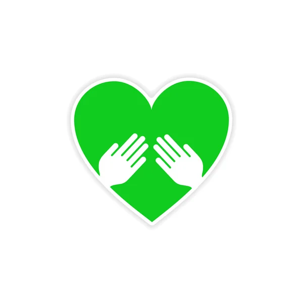 图标贴纸现实设计纸心手上 - 图库矢量图像 go