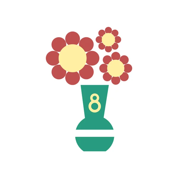Flat icon on white background flowers in vase