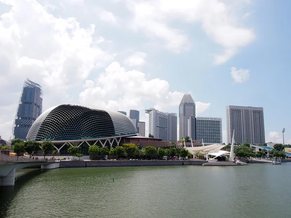 SINGAPORE - MAY 31, 2015: Singapore skyline panorama at Esplanade and Singapore Fyler