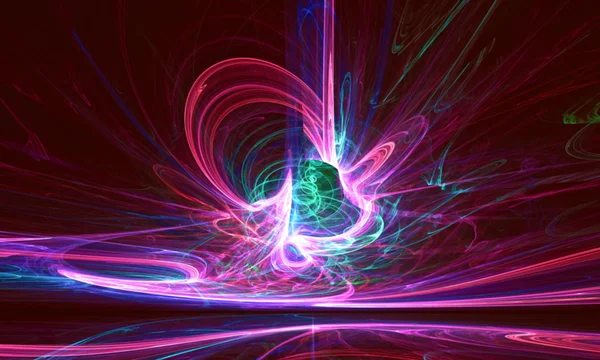 Mysterious alien form colorfull magnetic fields in the dark night sky. Fractal art graphics