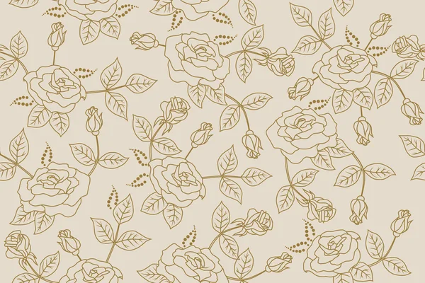 Background beige flowers roses pattern seamless vector
