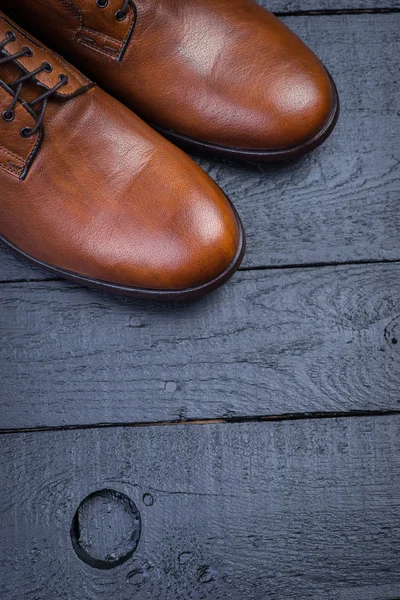 A pair of nice brown leather shoes