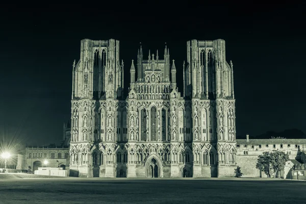 ENGLAND, WELLS - 20 SEP 2015: Wells Cathedral by night