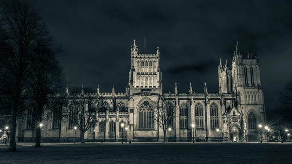ENGLAND, BRISTOL - 13 APRIL 2015: Bristol Cathedral by night - b