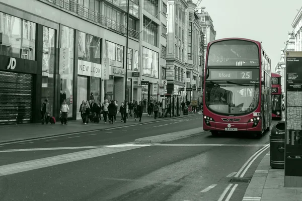 Red bus in London, Oxford street - west end, street photography