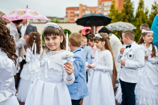 LVIV, UKRAINE - MAY 8, 2016: The ceremony of a First Communion i