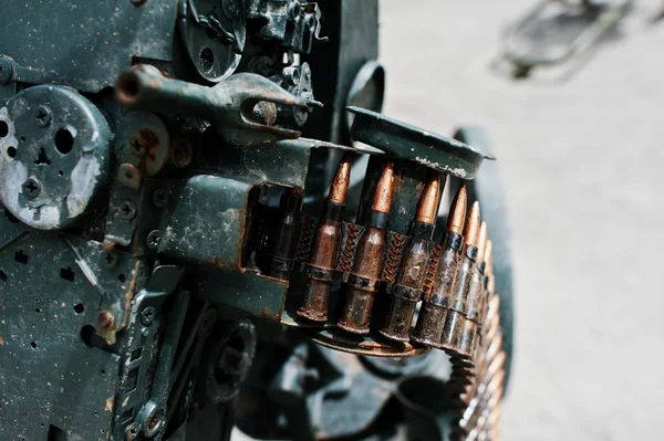 Cartridge belt of ammo at machine gun.