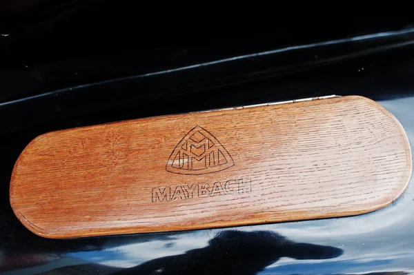 Podol, Ukraine - May 19, 2016: Logo on wood element of luxury re