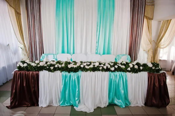 Wedding table of newlyweds