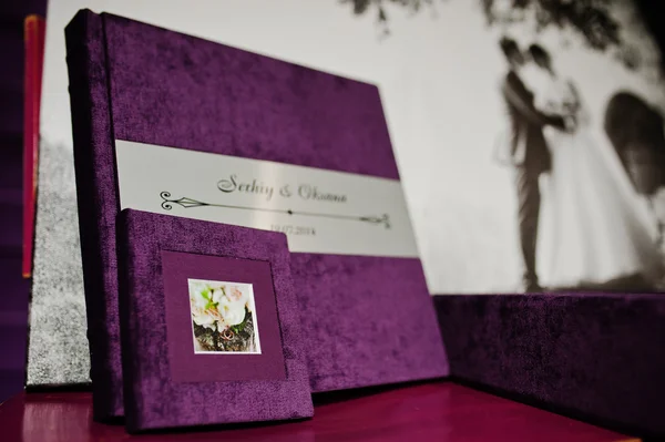 Violet velvet photo book and album with big picture