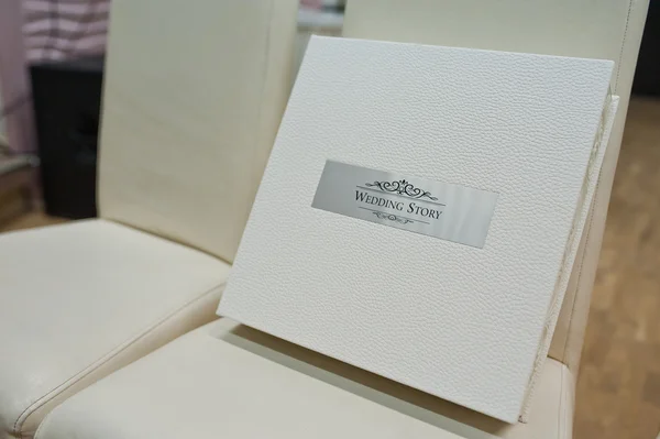 White leather wedding book and album