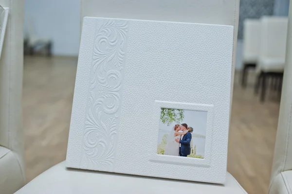 White leather wedding book and album