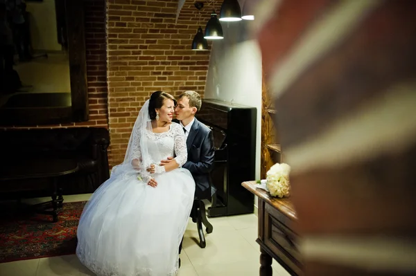 Wedding couple at the old vintage room