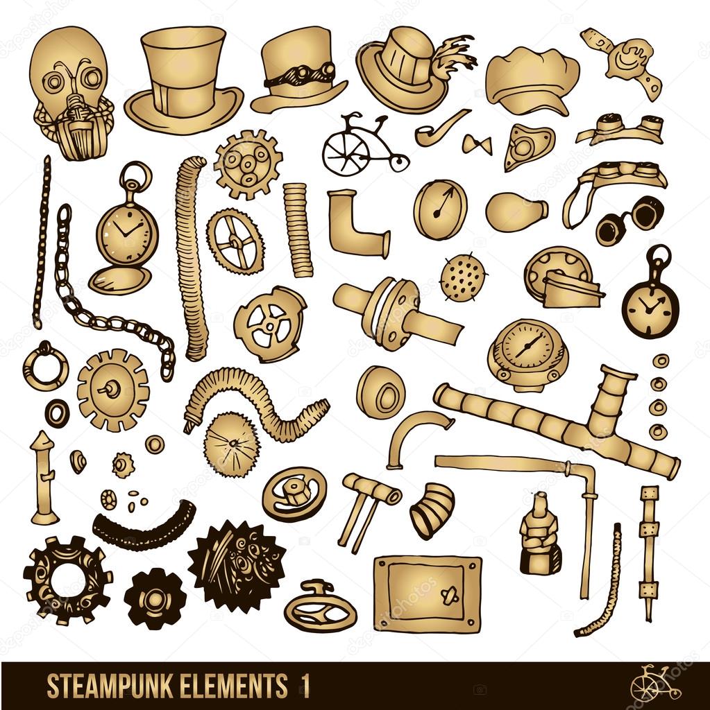 Steampunk elements set — Stock Vector © samui #71495413