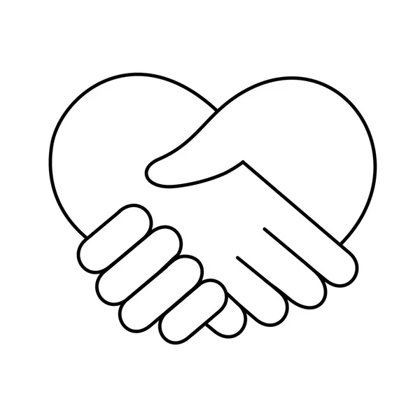 Linear heart made of hands icon