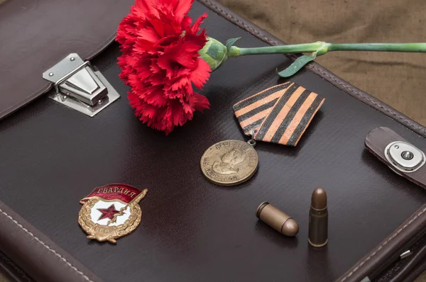 Still life with vintage objects dedicated to Victory Day. May 9.