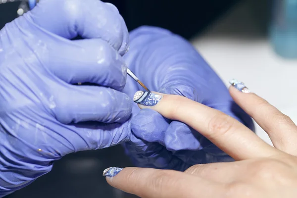 Manicure process, gel nail, close-up,