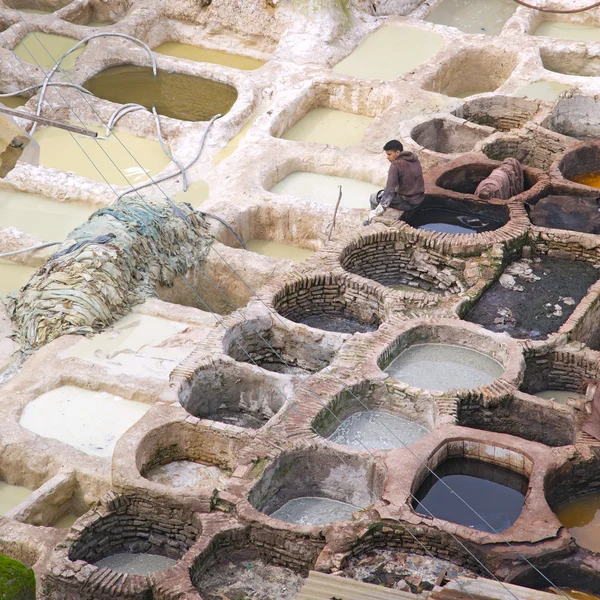 Antique tannery with pools for leather painting