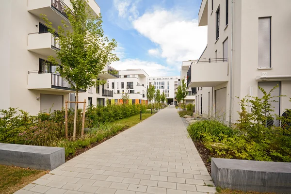 Modern residential buildings with outdoor facilities, Facade of new apartment houses